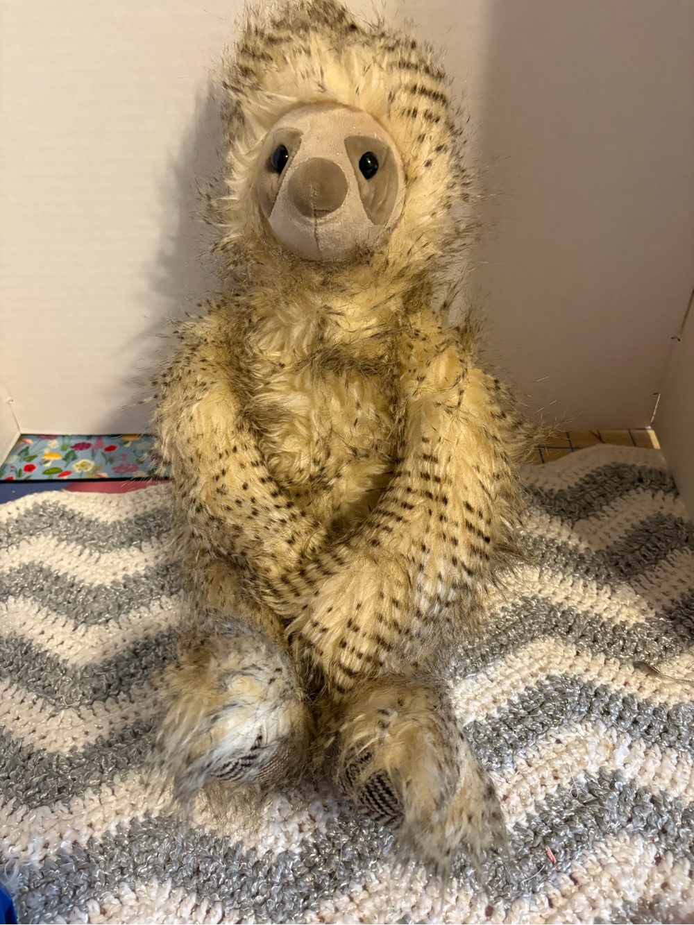 Plush Sloth Decorative Accent in Beige
